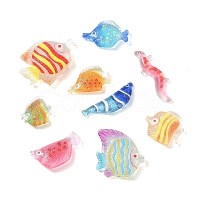 45Pcs 9 Styles Fish Transparent Resin Cabochons CRES-CJZ0009-01-1