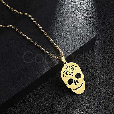 201 Stainless Steel Pendant Necklaces for Man NJEW-Q336-04A-G-1