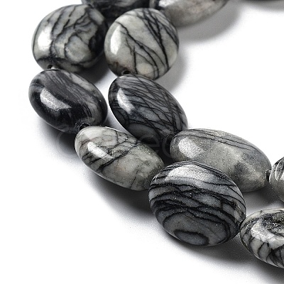 Natural Black Silk Stone/Netstone Beads Strands G-L164-A-24-1