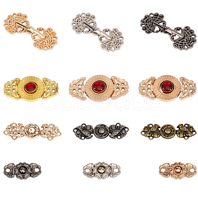 12 Sets 12 Styles Butterfly Flower Bird Alloy Snap Lock Clasps FIND-CA0007-22-1