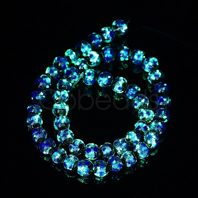 Glow in the Dark Luminous Style Handmade Silver Foil Glass Round Beads FOIL-I006-12mm-02-1