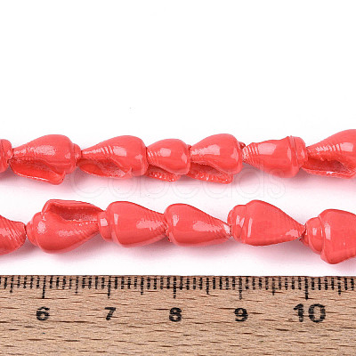 Spray Painted Natural Spiral Shell Beads Strands X1-BSHE-G039-08F-1