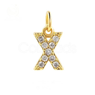 Brass Cubic Zirconia Pendants with Jump Rings FIND-PW0024-09X-1