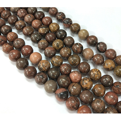 Natural Dendritic Jasper Beads Strands X-G-H1632-8MM-1