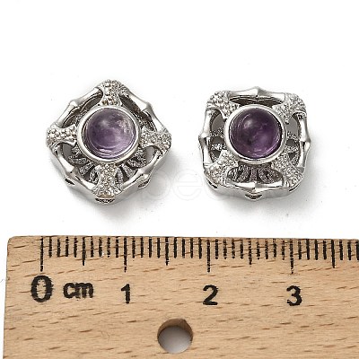 Brass Pave Natural Amethyst Multi-Strand Links KK-D366-01P-J-1