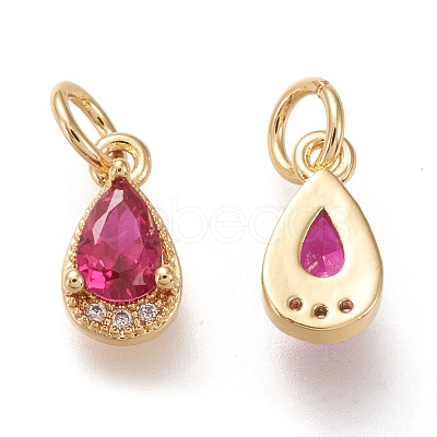 Brass Micro Pave Clear Cubic Zirconia Charms KK-F820-15-G-1
