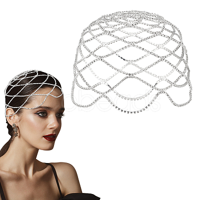 Alloy Rhinestone Mesh Headbands OHAR-WH0011-44-1