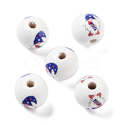 Independence Day Theme Wood European Beads WOOD-M011-07A-1