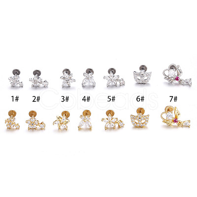 Stainless Steel Micro Pave Clear Cubic Zirconia Internally Threaded Labrets WGBE4CC-02-1