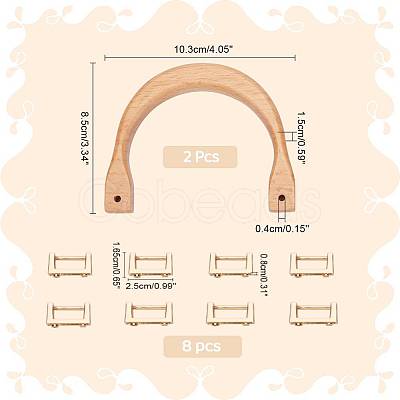 2Pcs Wooden U-shaped Bag Handles FIND-WR0008-22-1