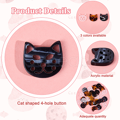 30Pcs 3 Colors Acrylic Buttons FIND-OC0003-88-1
