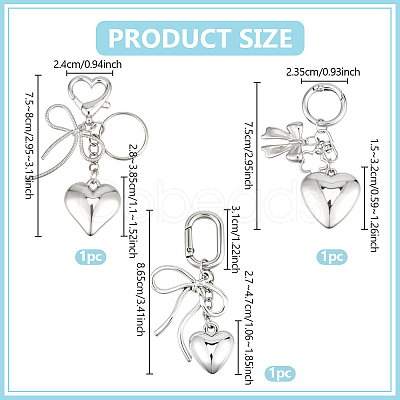 3Pcs 3 Styles Alloy Keychains KEYC-PH0002-36-1