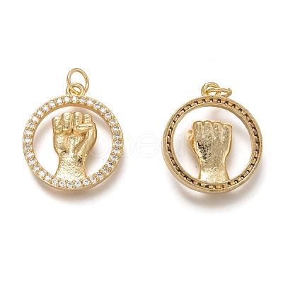 Brass Micro Pave Clear Cubic Zirconia Pendants X1-ZIRC-H107-01G-1