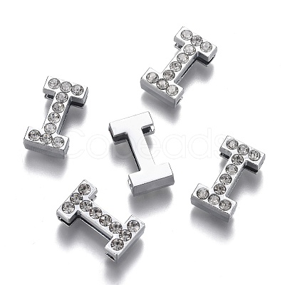 Alloy Letter Slide Charms RB-F034-01I-P-RS-1