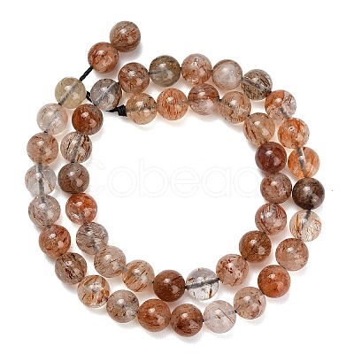 Natural Black Gold Rutilated Quartz Beads Strands G-L657-B02-8mm-1