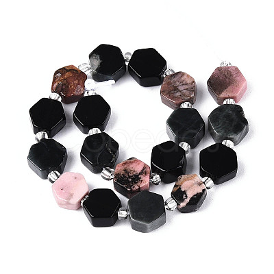 Natural Rhodonite & Eagle Eye & Obsidian Beads Strands G-N358-03A-03-1