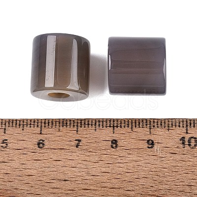 Natural Grey Agate European Beads G-P520-05B-1