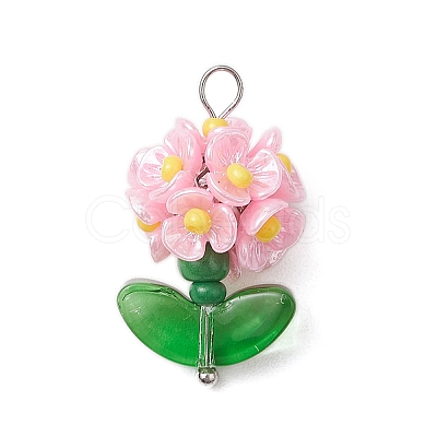 Glass Seed Beaded Flower Pendants PALLOY-MZ00521-05-1
