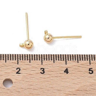SHEGRACE Brass Round Ball Stud Earring Findings XGR0051G-39G-1