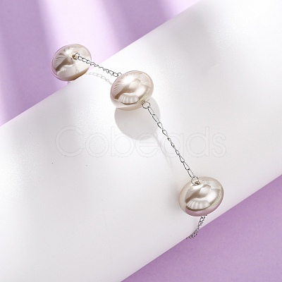 Acrylic Imitation Pearls Beaded Link Bracelets BJEW-F519-01P-1