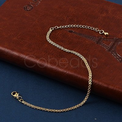 Brass Rope Chain Bracelets for Women BJEW-G735-08G-1