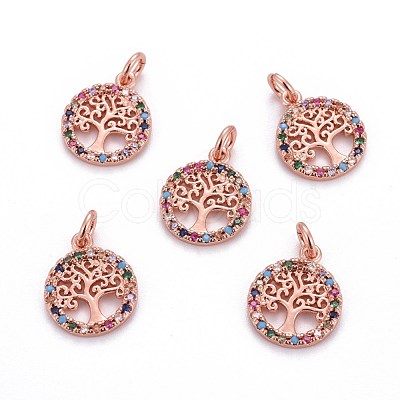 Brass Micro Pave Cubic Zirconia Charms ZIRC-L070-45RG-1