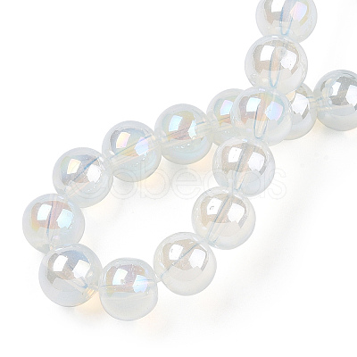 Electroplate Imitation Jade Glass Beads Strands GLAA-T032-J8mm-AB02-1