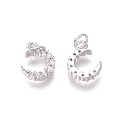 Brass Micro Pave Clear Cubic Zirconia Charms X-ZIRC-I036-02P-1