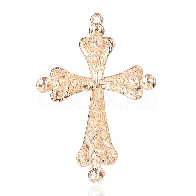 Golden Plated Alloy Rhinestone Cross Big Pendants RB-J109-01G-1