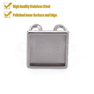 Tarnish Resistant 201 Stainless Steel Cuff Pad Ring Settings STAS-S080-041E-P-1