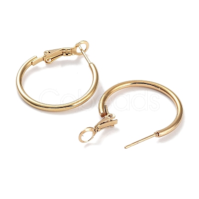 Ring 304 Stainless Steel Hoop Earrings for Women Men EJEW-B049-02A-G-1