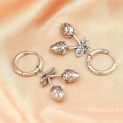316 Surgical Stainless Strawberry Hoop Earrings EJEW-C160-11B-1
