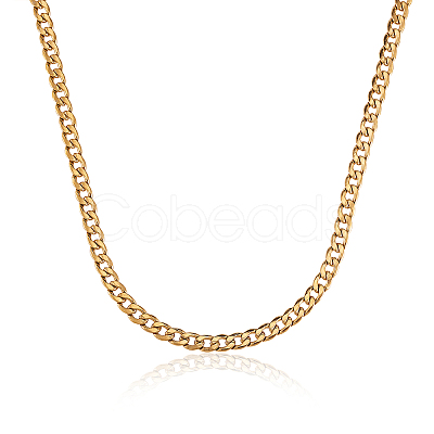 304 Stainless Steel Cuban Link Chains CHS-CJ0001-28G-1