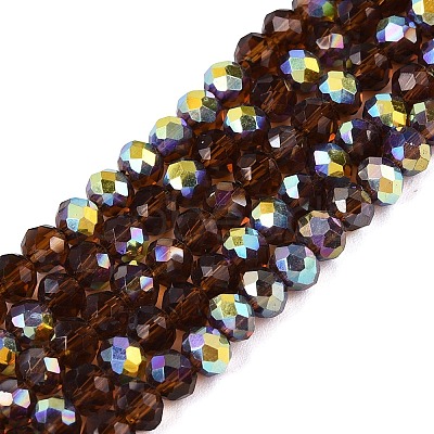 AB Color Plated Transparent Glass Rondelle Beads Strands EGLA-T029-4mm-10J-1