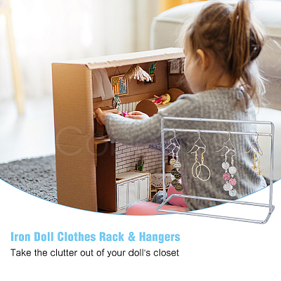 SUPERFINDINGS Iron Doll Clothes Rack & Hangers DJEW-FH0001-18P-1