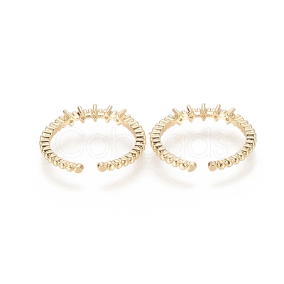 Brass Micro Pave Clear Cubic Zirconia Cuff Rings RJEW-F101-03G-1