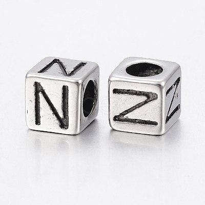 304 Stainless Steel Large Hole Letter European Beads STAS-H428-01AS-N-1