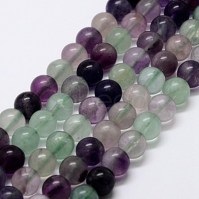 Natural Rainbow Fluorite Bead Strands G-P255-01-8mm-1