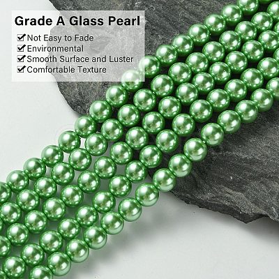 Eco-Friendly  Dyed Glass Pearl Round Bead Strands HY-A002-8mm-RB008-1