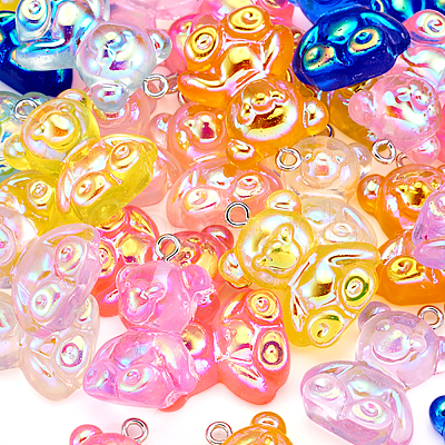 16Pcs 8 Colors Electroplated Resin Pendants CRES-FP0001-12-1