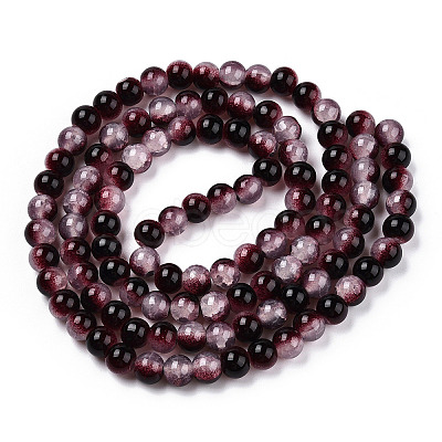 Crackle Baking Paint Imitation Jade Glass Beads Strands DGLA-T003-10mm-14-1