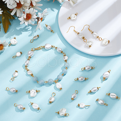 100Pcs 10 Styles ABS Plastic Imitation Pearl Pendants and Connector Charms Findings Kits PALLOY-WR00021-1