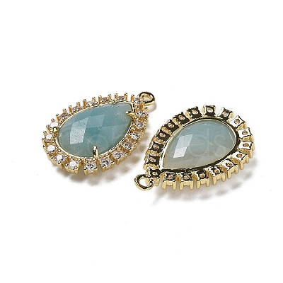 Natural Flower Amazonite Faceted Teardrop Pendants G-I375-01G-20-1