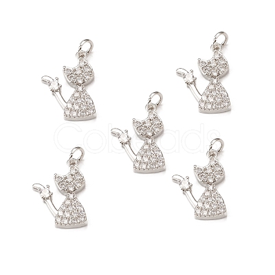 Brass Micro Pave Cubic Zirconia Pendants KK-E068-VB313-1