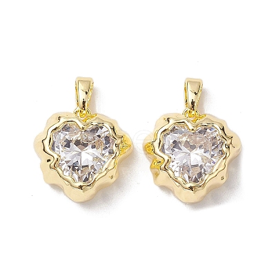 Valentine's Day Brass Micro Pave Clear Cubic Zirconia Pendants KK-K360-22G-1