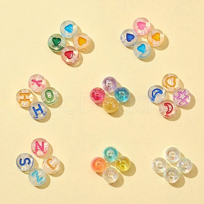 5 Style Transparent Acrylic Enamel Beads MACR-FS0001-23-1