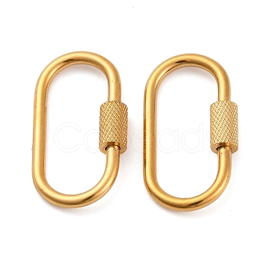 304 Stainless Steel Screw Carabiner Lock Charms STAS-K192-01G-A-1