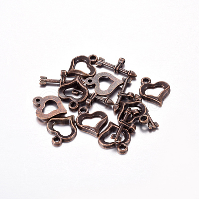 Tibetan Style Heart Toggle Clasps RLF1109Y-NF-1