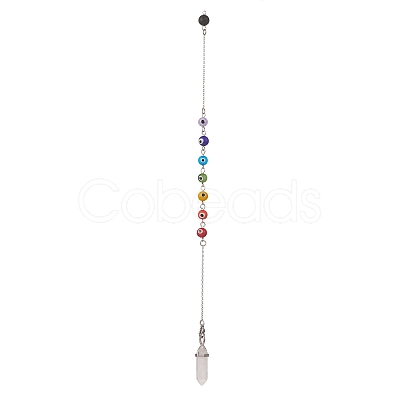 Bullet & Round Gemstone Dowsing Pendulums PALLOY-JF02034-02-1