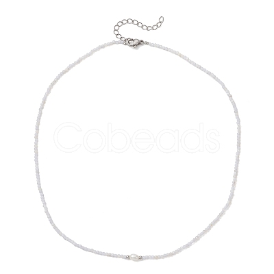 2MM Faceted Round Natural Blue Lace Agate Beaded Necklaces NJEW-JN05918-03-1